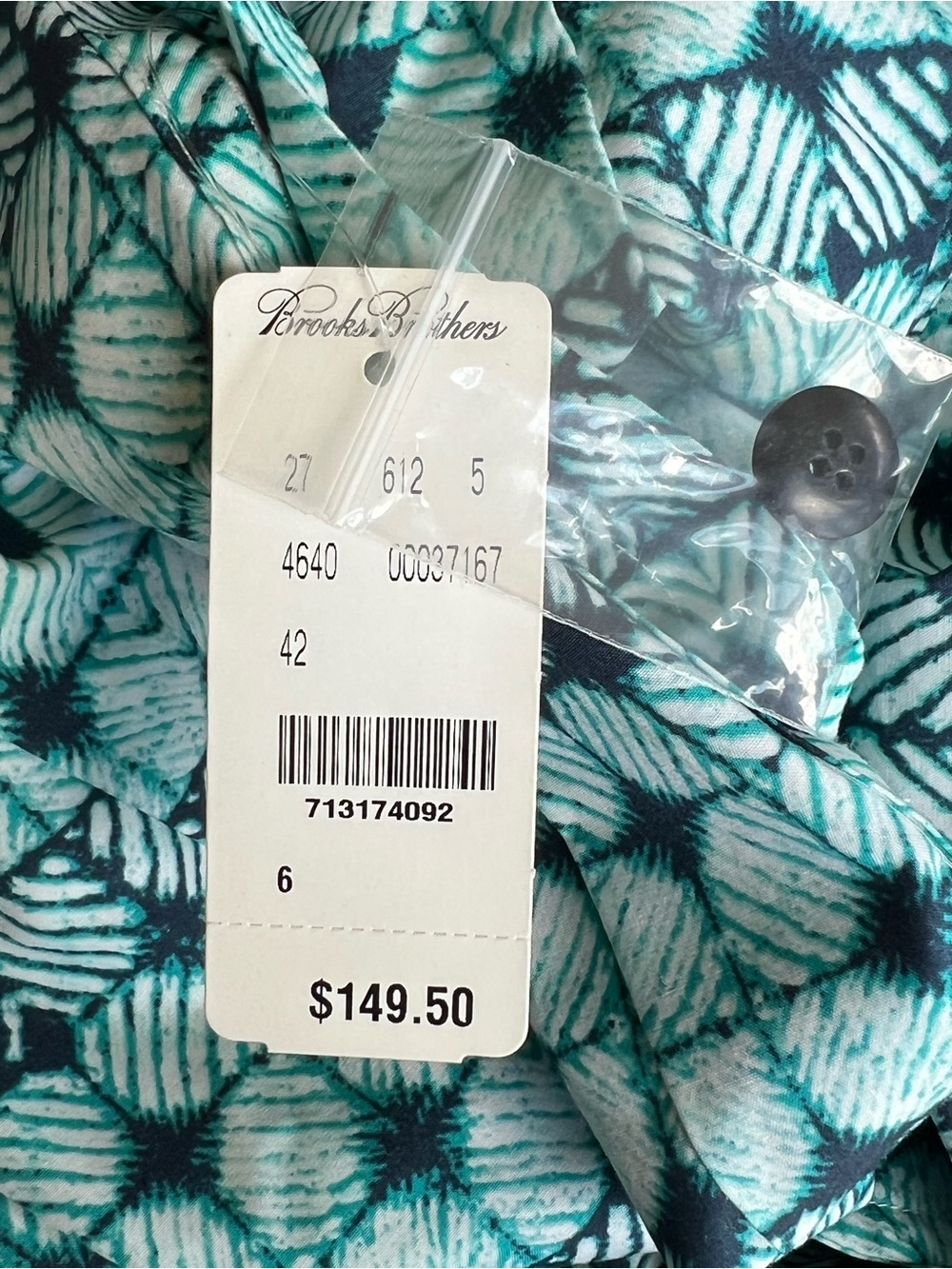 Brooks Brothers 346 NWT Teal Geometric Print Dress with Tie Waist Women’s 6 - Picture 8 of 9